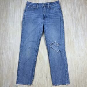 Madewell The Perfect Vintage Jean Distressed Ripped Fray Hem High Rise Jeans 29